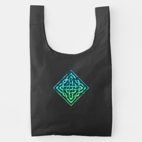 Celtic Knot _ Diamond Blue Green Reusable Bag
