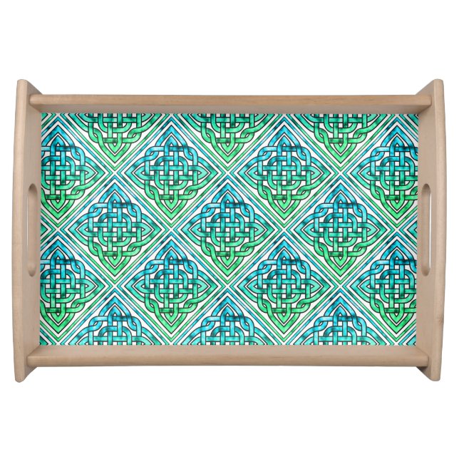 Celtic Knot - Diamond Blue Green Serving Tray (Front)