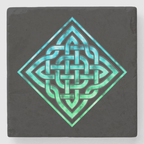 Celtic Knot _ Diamond Blue Green Stone Coaster