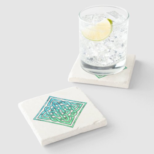 Celtic Knot _ Diamond Blue Green Stone Coaster