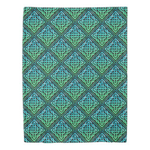 Celtic Knot - Diamond Blue Green Tile Duvet Cover