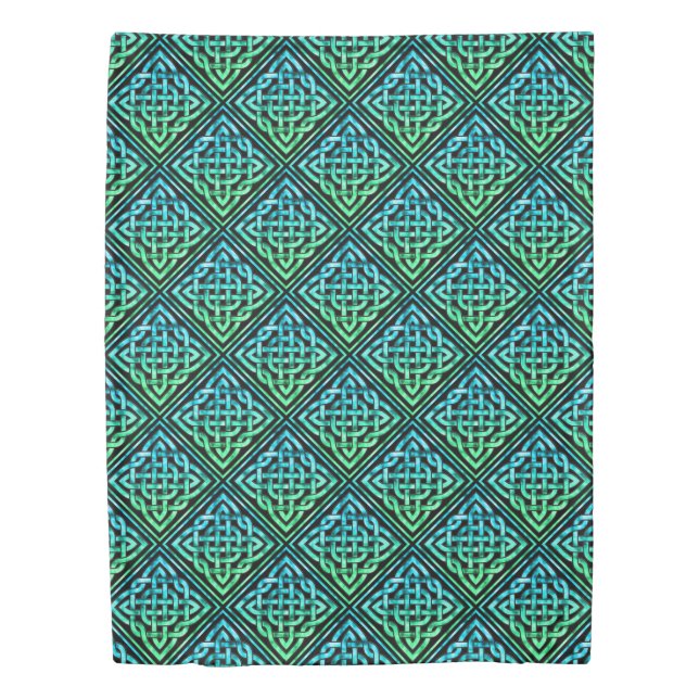 Celtic Knot - Diamond Blue Green Tile Duvet Cover (Front)