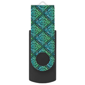 Celtic Knot - Diamond Blue Green USB Flash Drive