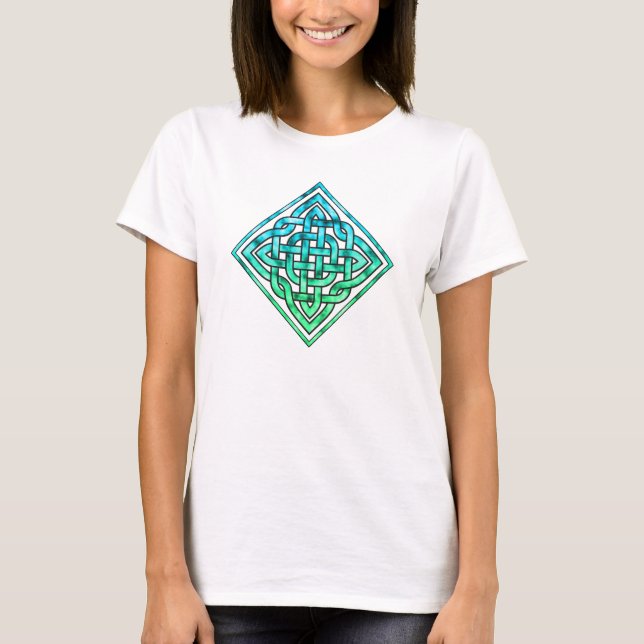 Celtic Knot - Diamond Blue Green White Tshirt (Front)