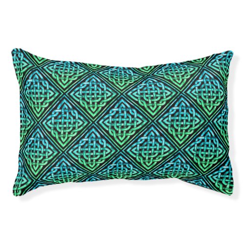 Celtic Knot _ Diamond Tile Blue Green Pet Bed