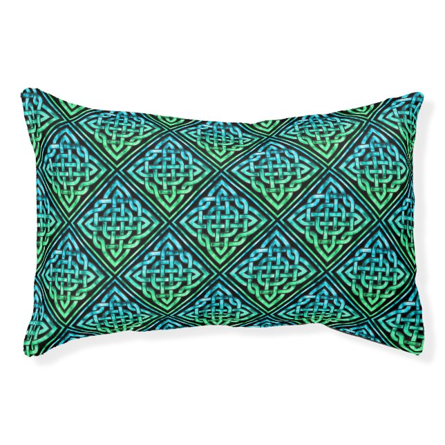 Celtic Knot - Diamond Tile Blue Green Pet Bed (Front)