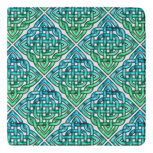 Celtic Knot _ Diamond Tile Blue Green Trivet