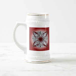Celtic Knot Doodle Maroon Red Beer Stein
