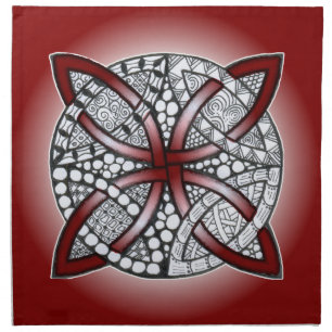 Celtic Knot Doodle Maroon Red Cloth Napkin
