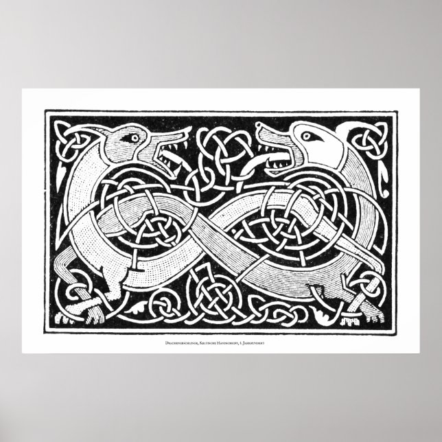 Celtic Knot Dragon Art Poster (Front)
