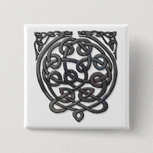 Celtic Knot Dragons – Black Chrome Pinback Button