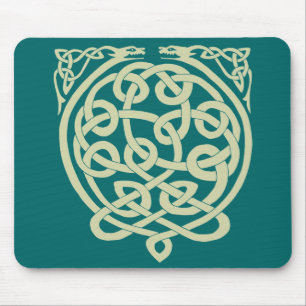 Celtic Knot Dragons – Black & White Mouse Pad