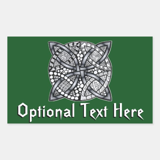 Celtic Knot Drawing With Custom Text Rectangular Sticker (Front)