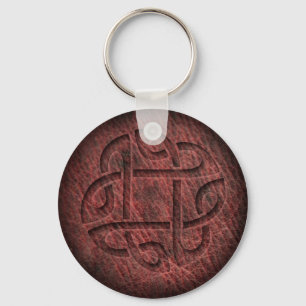 Celtic knot embossed leather keychain