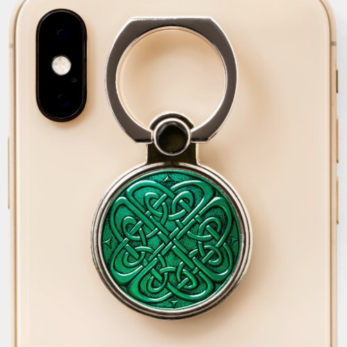 Celtic Knot Faux Metal Green Phone Ring Stand