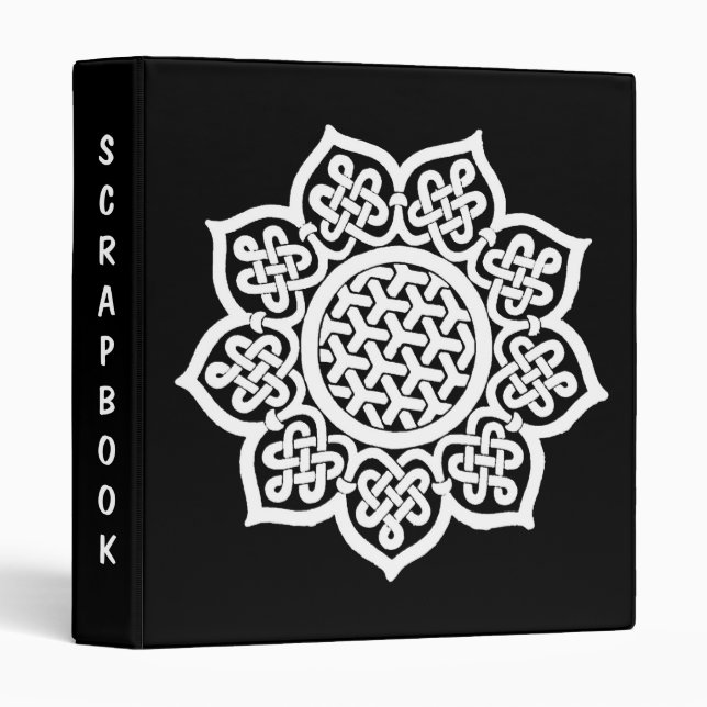 Celtic Knot Floral Design Black Scrapbook Binder (Front/Spine)