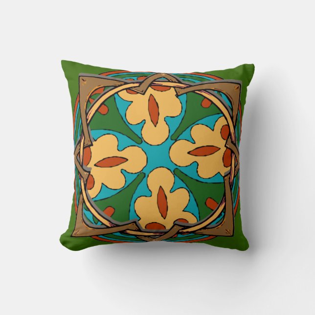 Celtic Knot Flowers Throw Pillow (Front)