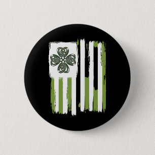Celtic Knot Four Leaf Clover Stripes Design St Pat Button