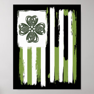 Celtic Knot Four Leaf Clover Stripes Design St Pat Poster