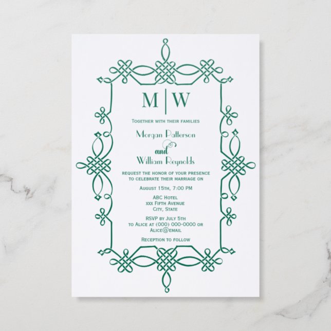 Celtic Knot Frame 2 Initial VS Fancy “AND” #8 Letterpress Photo Cards (Front)