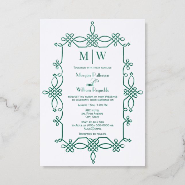 Celtic Knot Frame 2 Initial VS Fancy “AND” #8 Letterpress Photo Cards (Front)