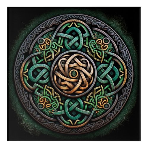Celtic Knot Green Gold Knotwork Acrylic Print
