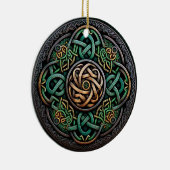 Celtic Knot Green Gold Knotwork Ceramic Ornament (Right)