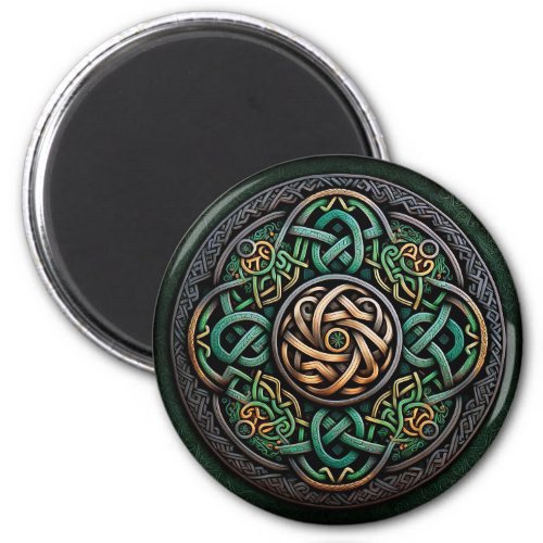 Celtic Knot Green Gold Knotwork Magnet