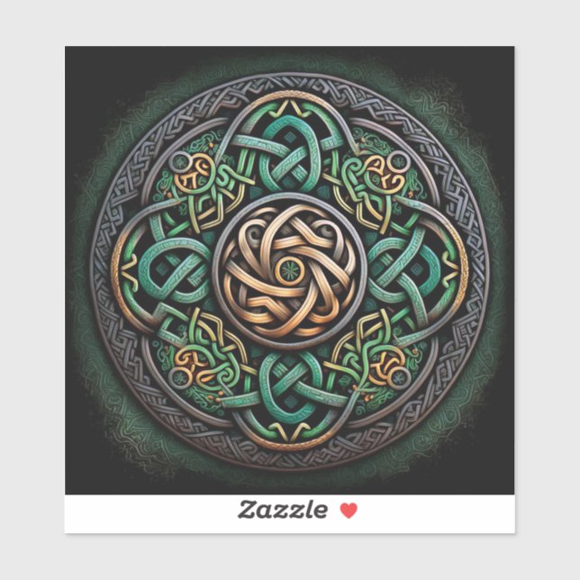 Celtic Knot Green Gold Knotwork Sticker (Sheet)
