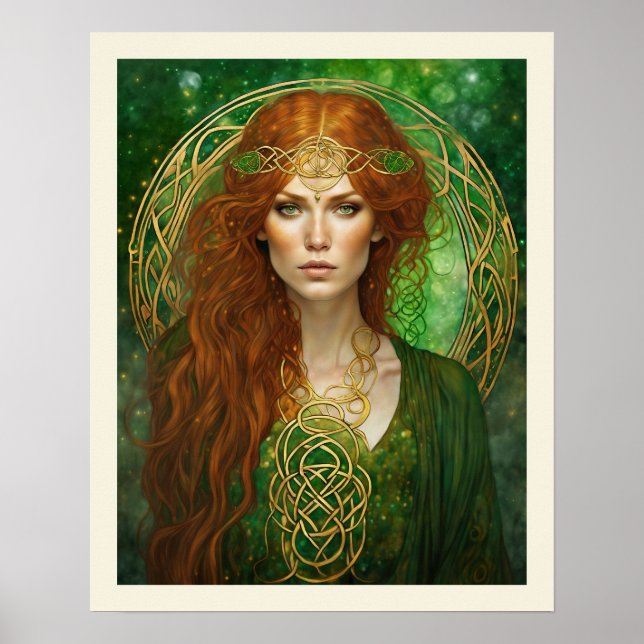 Celtic Knot Green & Gold St Patrick's Day Woman Poster (Front)