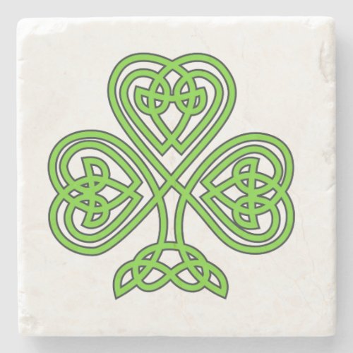 Celtic Knot Green Shamrock Stone Coaster