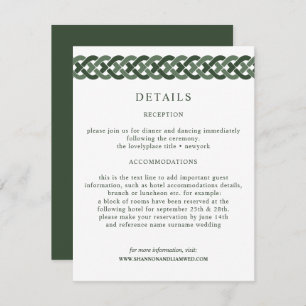 Celtic Knot Green Wedding Information Guest Enclosure Card