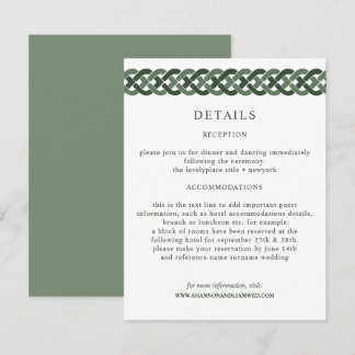 Celtic Knot | Green Wedding Information Guest Enclosure Card