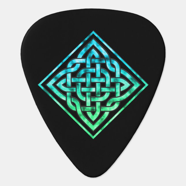 Celtic Knot Guitar Pick: Blue Green Design Pick (Front)