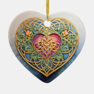 Celtic Knot Heart Ceramic Ornament