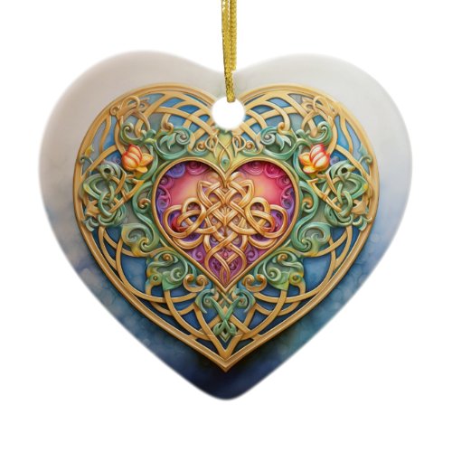 Celtic Knot Heart Ceramic Ornament
