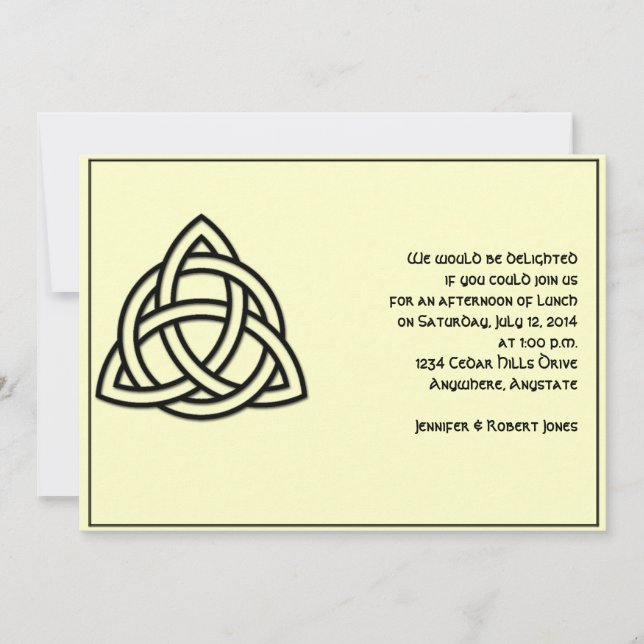Celtic Knot in Black and Mythic Ivory Party Invitation (Front)