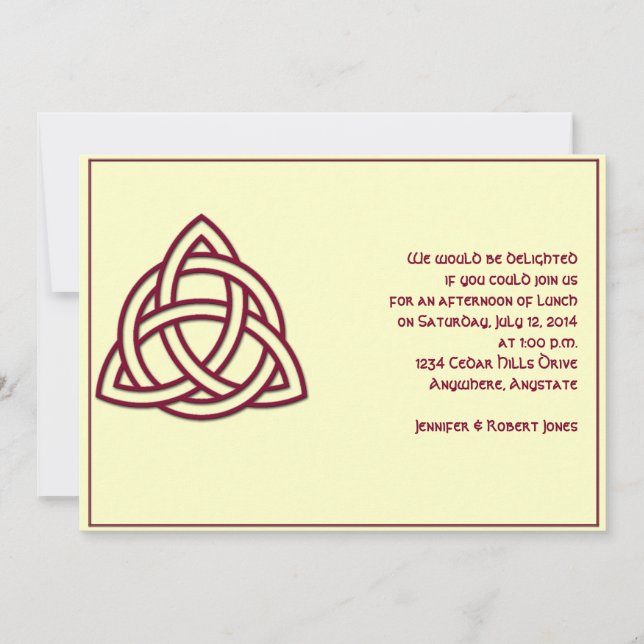 Celtic Knot in Burgandy and Mythic Ivory Party Invitation (Front)