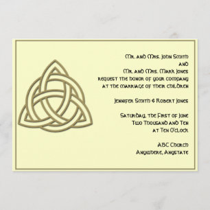 Celtic Knot in Gold and Ivory Wedding Invitation
