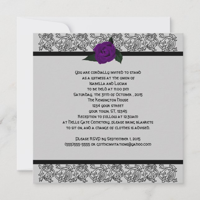 Celtic Knot Infinity Rose Goth Wedding Invitation (Front)