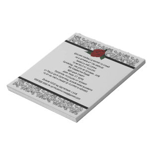 Celtic Knot Infinity Rose Goth Wedding Invitation Notepad