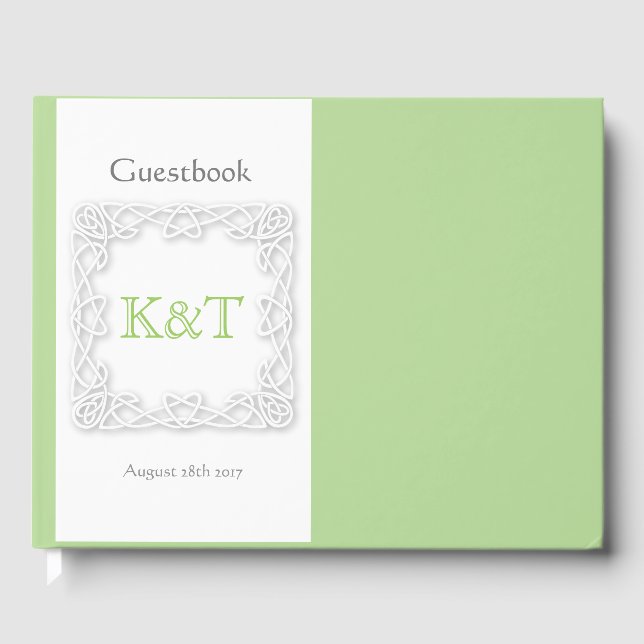 Celtic Knot Initials - Customize Background color Guest Book (Front)