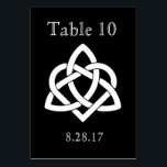 Celtic Knot Initials - Table card - Black<br><div class="desc">Presenting an elegant and timeless wedding table information.  Beautiful Celtic knots making hearts to highlight the happy couple's initials. The background color can be changed to any color you wish to truly customize it to match your wedding.</div>