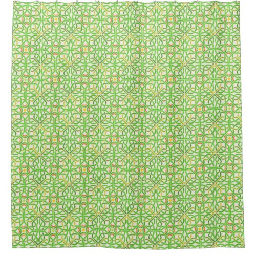 Celtic Knot Irish Braid Green Stencil Pattern Shower Curtain