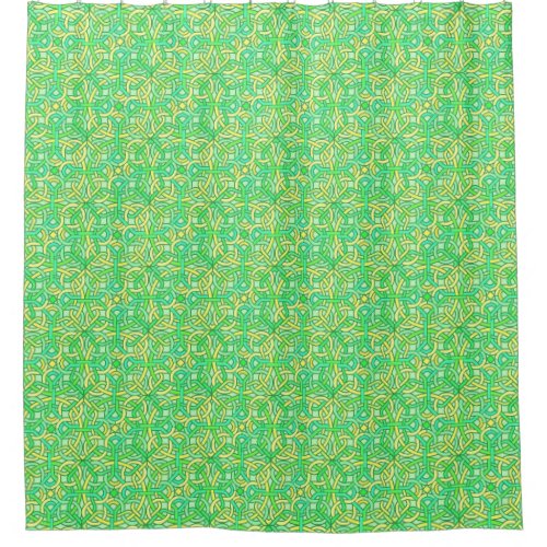 Celtic Knot Irish Braid Green Yellow Pattern Shower Curtain