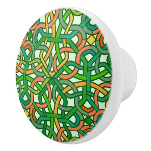 Celtic Knot Irish Braid Pattern Green Pretty Ceramic Knob