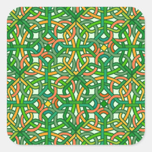 Celtic Knot Irish Braid Pattern Green Pretty Square Sticker