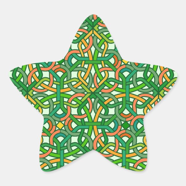 Celtic Knot Irish Braid Pattern Green Pretty Star Sticker (Front)
