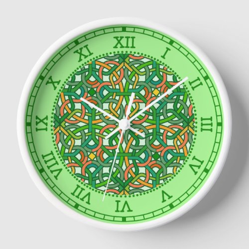 Celtic Knot Irish Braid Pattern Green Pretty Wall Clock