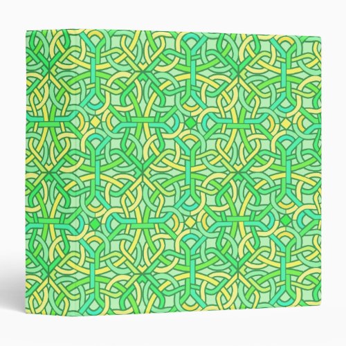 Celtic Knot Irish Braid Pattern Green Yellow 3 Ring Binder